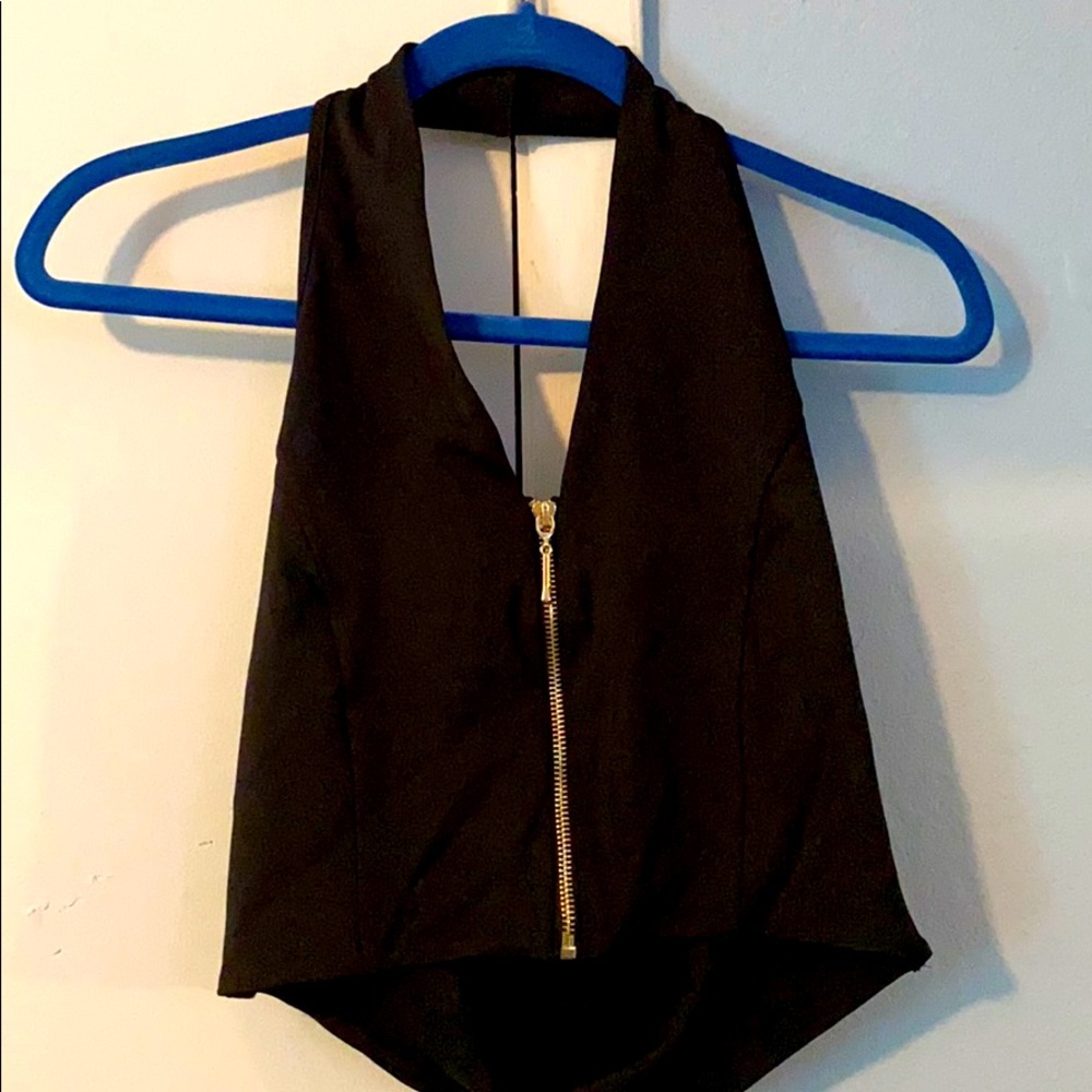 Black Zip Up Halter